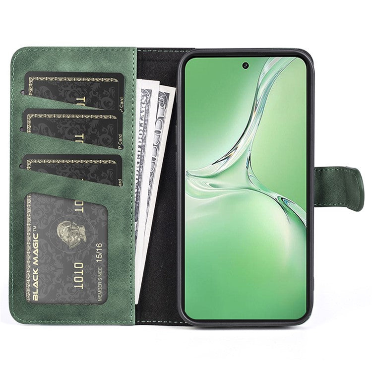 For OnePlus Nord CE4 5G / Oppo K12 Case Wallet Two-color Splicing Leather Phone Cover - Green