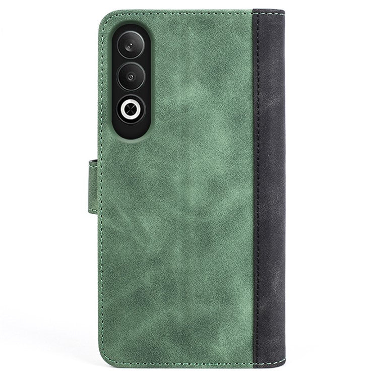 For OnePlus Nord CE4 5G / Oppo K12 Case Wallet Two-color Splicing Leather Phone Cover - Green