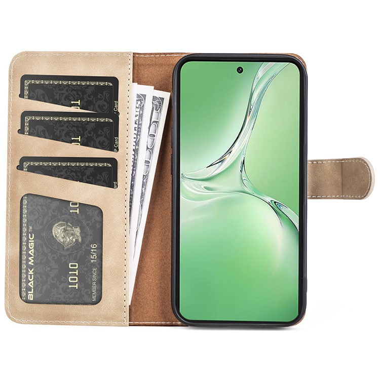 For OnePlus Nord CE4 5G / Oppo K12 Case Wallet Two-color Splicing Leather Phone Cover - Yellow