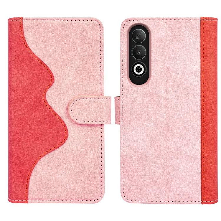 For OnePlus Nord CE4 5G / Oppo K12 Case Wallet Two-color Splicing Leather Phone Cover - Pink