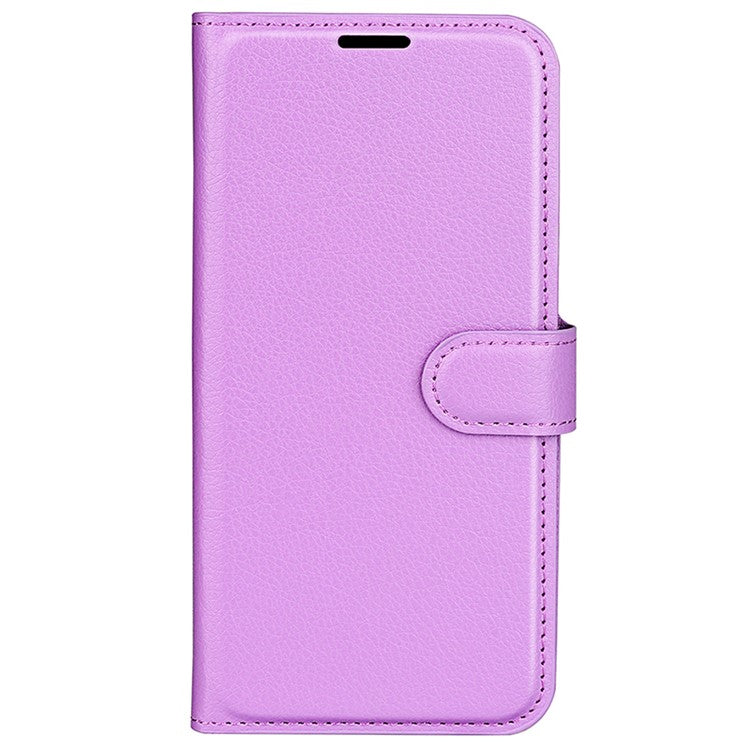 For OnePlus Nord CE4 5G / Oppo K12 Case Litchi Grain Leather Folio Flip Phone Cover - Purple