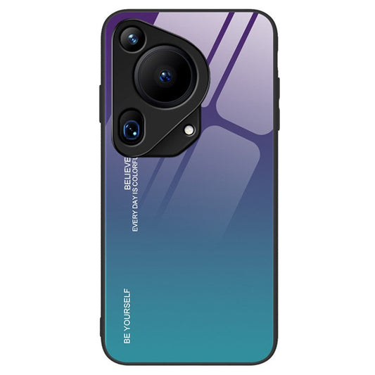 For Huawei Pura 70 Ultra Case Gradient Color Tempered Glass Phone Cover - Purple / Blue