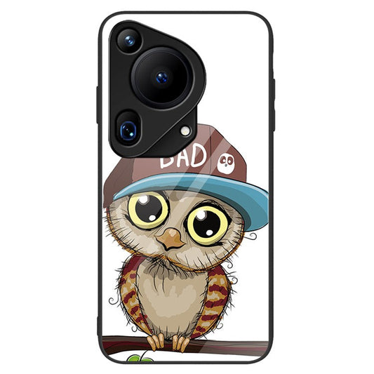 For Huawei Pura 70 Ultra Case Pattern Print Tempered Glass +PC+TPU Phone Cover - Owl