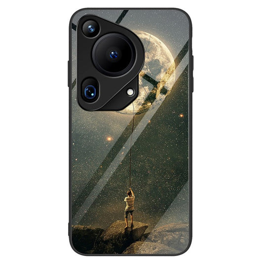 For Huawei Pura 70 Ultra Case Pattern Print Tempered Glass +PC+TPU Phone Cover - Moon