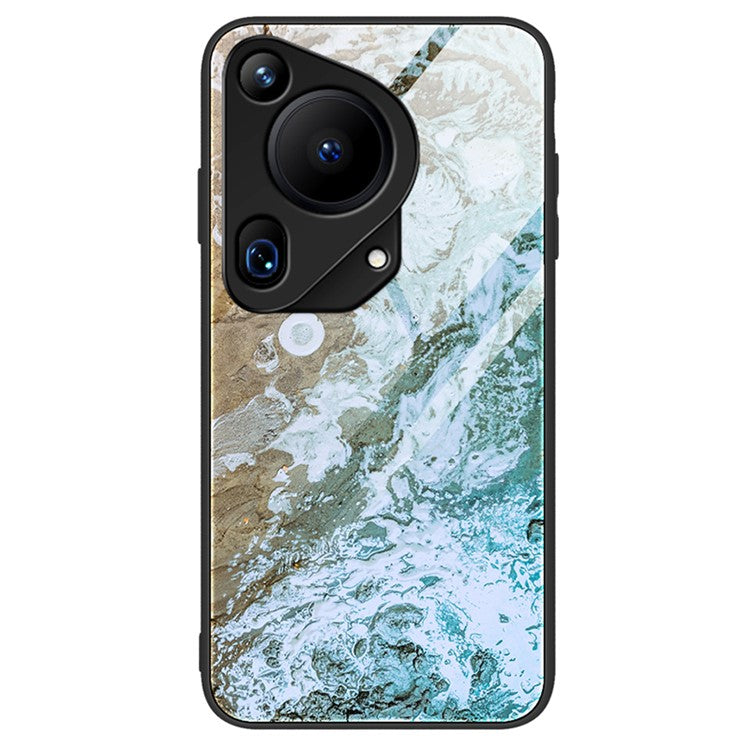 For Huawei Pura 70 Ultra Case Marble Pattern Tempered Glass+PC+TPU Phone Cover - DL06