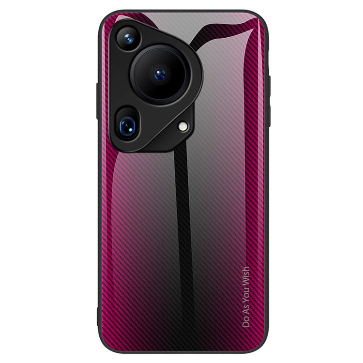 For Huawei Pura 70 Ultra Case Tempered Glass+TPU  Phone Cover Carbon Fiber Texture - Rose