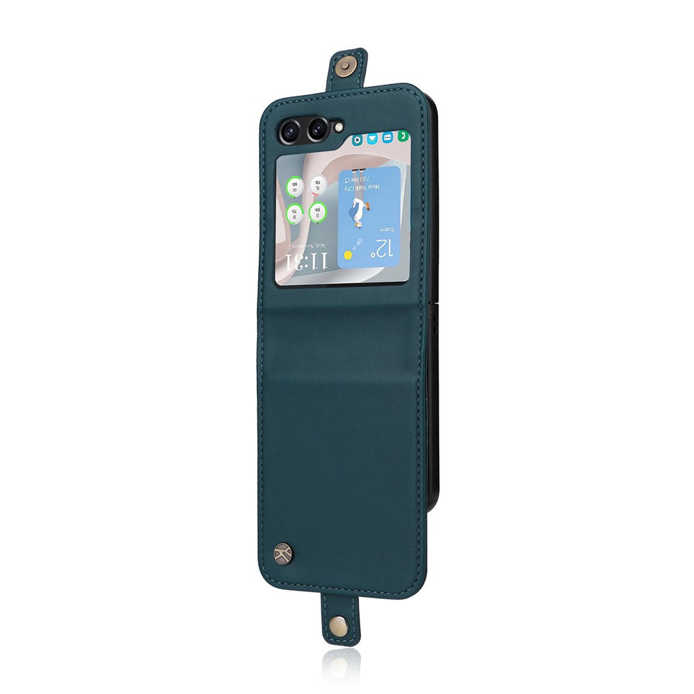 YIKATU YK-001 For Samsung Galaxy Z Flip7 FE 5G / Z Flip6 5G Case Leather Phone Cover with Card Slots - Blue
