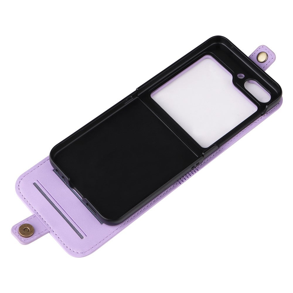 YIKATU YK-001 For Samsung Galaxy Z Flip7 FE 5G / Z Flip6 5G Case Leather Phone Cover with Card Slots - Light Purple