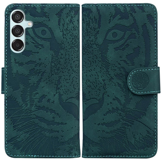 For Samsung Galaxy M15 5G / F15 5G Wallet Case Tiger Pattern Leather Phone Cover - Green