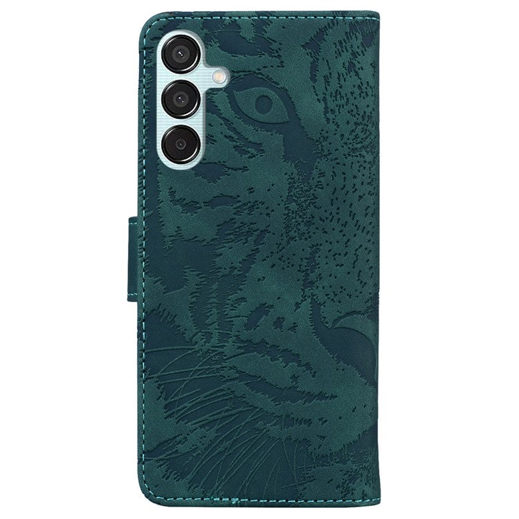 For Samsung Galaxy M15 5G / F15 5G Wallet Case Tiger Pattern Leather Phone Cover - Green