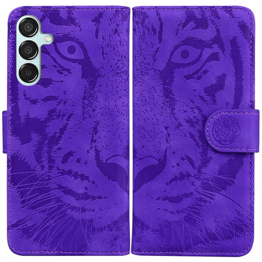 For Samsung Galaxy M15 5G / F15 5G Wallet Case Tiger Pattern Leather Phone Cover - Purple