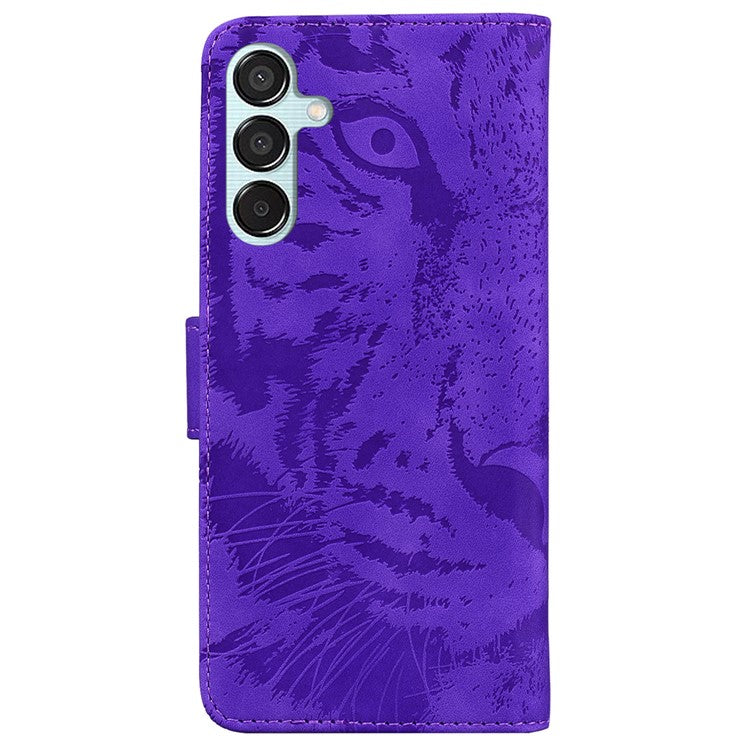 For Samsung Galaxy M15 5G / F15 5G Wallet Case Tiger Pattern Leather Phone Cover - Purple