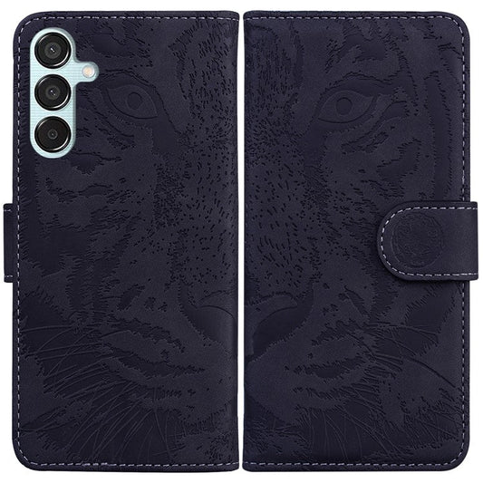 For Samsung Galaxy M15 5G / F15 5G Wallet Case Tiger Pattern Leather Phone Cover - Black