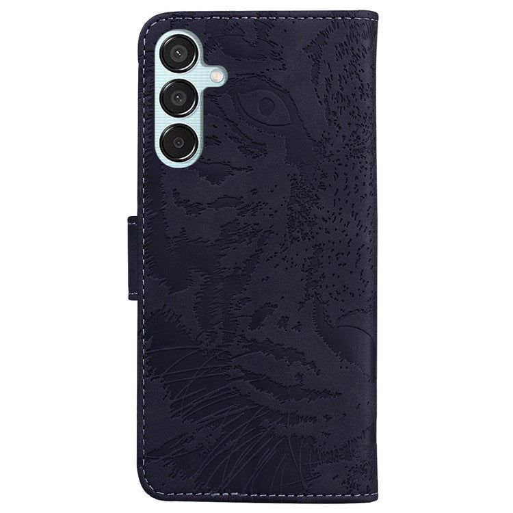 For Samsung Galaxy M15 5G / F15 5G Wallet Case Tiger Pattern Leather Phone Cover - Black