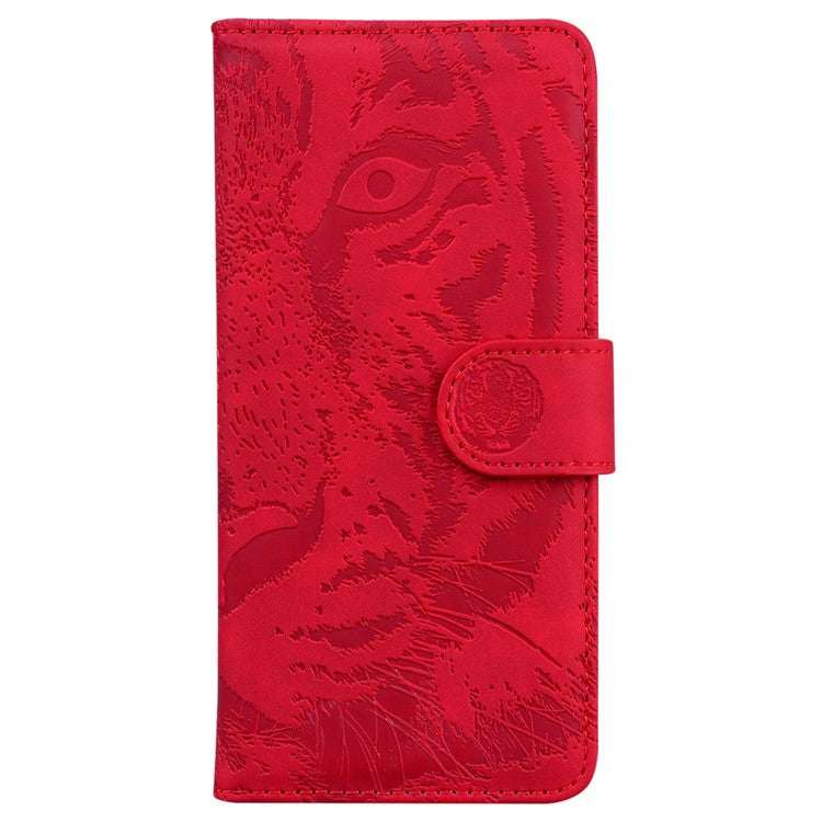 For Samsung Galaxy M15 5G / F15 5G Wallet Case Tiger Pattern Leather Phone Cover - Red