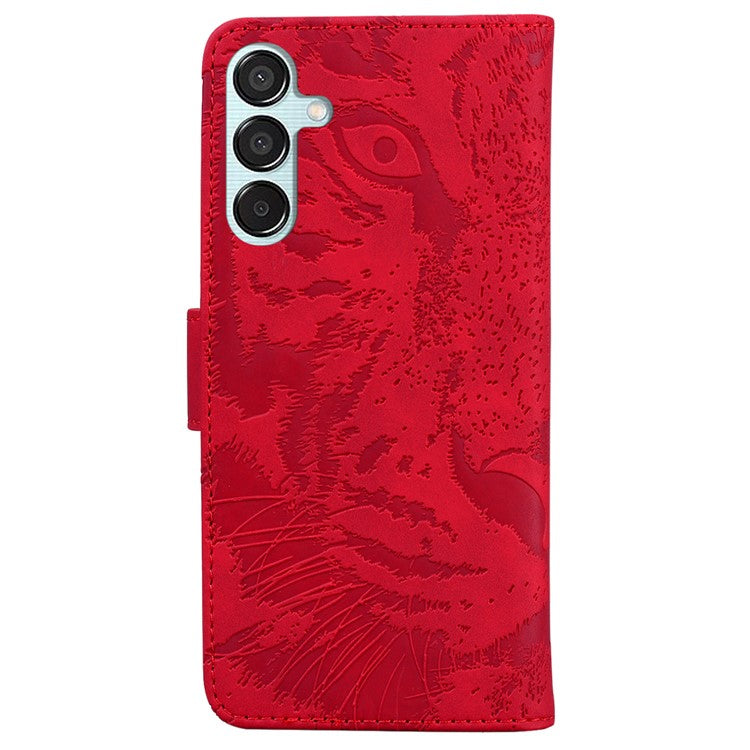 For Samsung Galaxy M15 5G / F15 5G Wallet Case Tiger Pattern Leather Phone Cover - Red