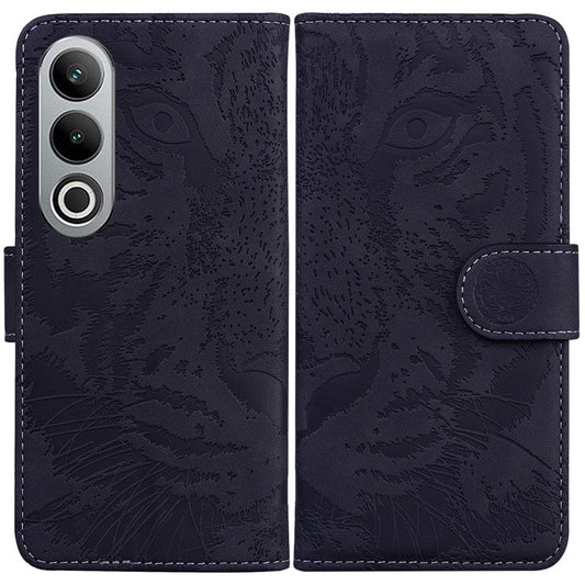 For OnePlus Nord CE4 5G Case Wallet Leather Phone Cover Imprinted Tiger Pattern - Black