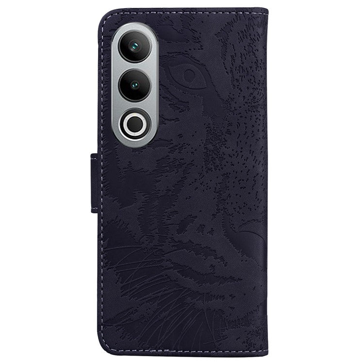 For OnePlus Nord CE4 5G Case Wallet Leather Phone Cover Imprinted Tiger Pattern - Black