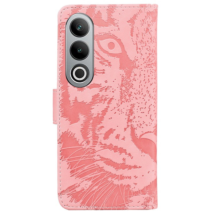 For OnePlus Nord CE4 5G Case Wallet Leather Phone Cover Imprinted Tiger Pattern - Pink