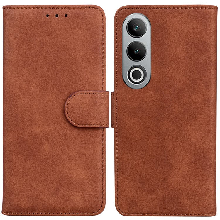 For OnePlus Nord CE4 5G Leather Case Solid Color Magnetic Flip Phone Cover - Brown
