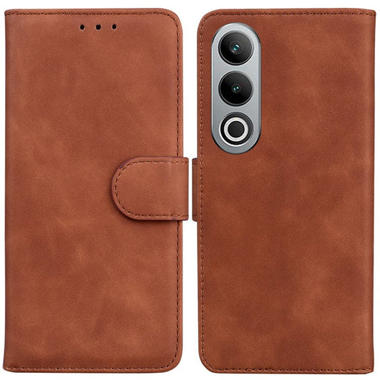 For OnePlus Nord CE4 5G Leather Case Solid Color Magnetic Flip Phone Cover - Brown