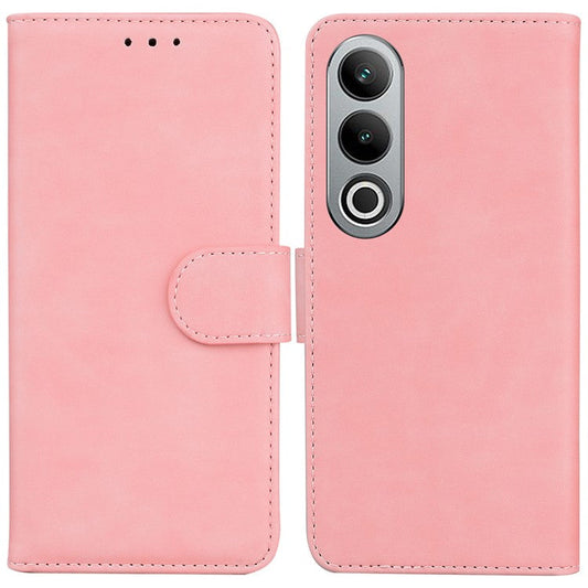 For OnePlus Nord CE4 5G Leather Case Solid Color Magnetic Flip Phone Cover - Pink