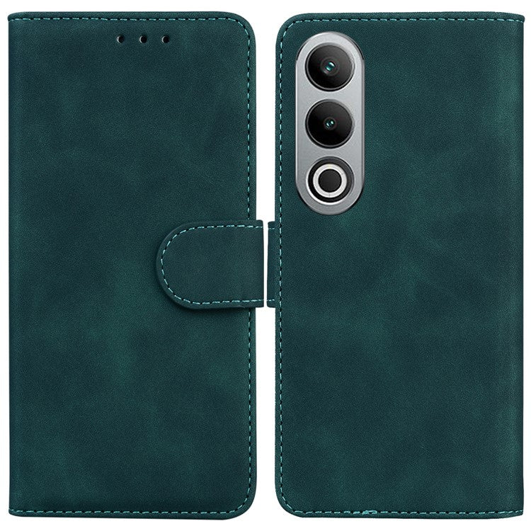 For OnePlus Nord CE4 5G Leather Case Solid Color Magnetic Flip Phone Cover - Green