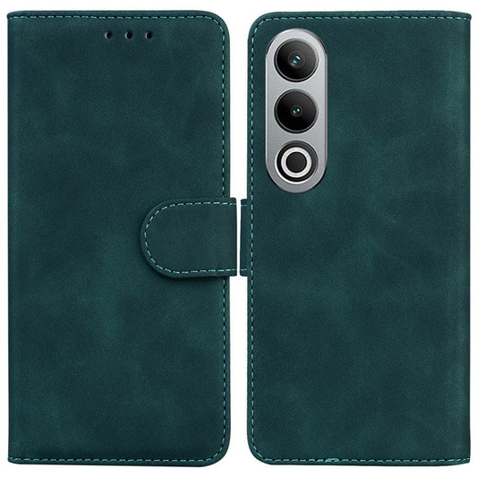 For OnePlus Nord CE4 5G Leather Case Solid Color Magnetic Flip Phone Cover - Green