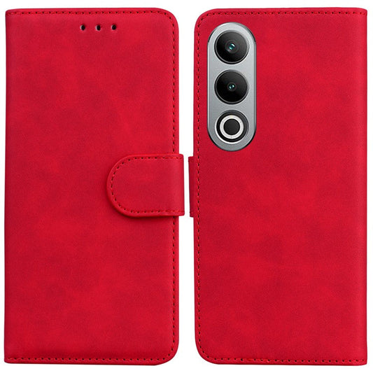 For OnePlus Nord CE4 5G Leather Case Solid Color Magnetic Flip Phone Cover - Red