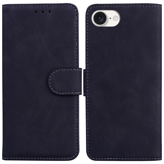 For iPhone 16e Case Anti-Drop Solid Color Leather Phone Cover Mobile Accessories Wholesale - Black