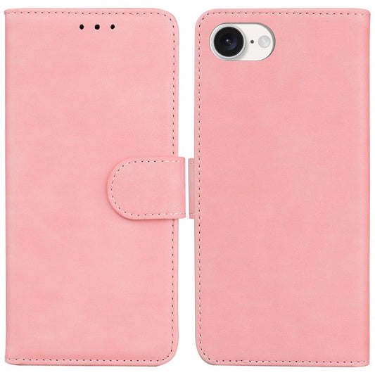 For iPhone 16e Case Anti-Drop Solid Color Leather Phone Cover Mobile Accessories Wholesale - Pink