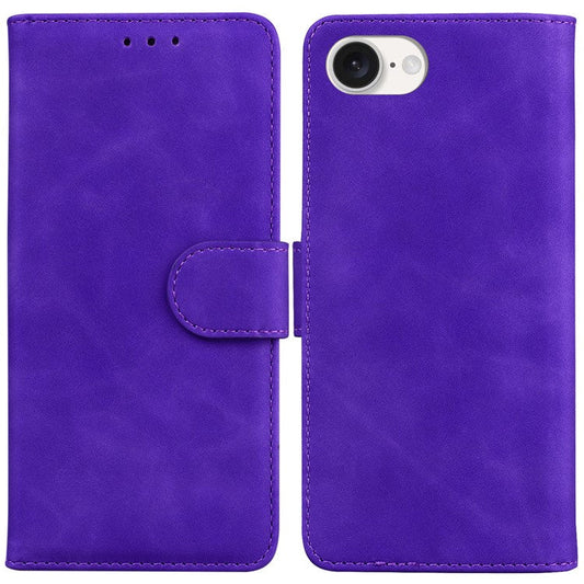 For iPhone 16e Case Anti-Drop Solid Color Leather Phone Cover Mobile Accessories Wholesale - Purple