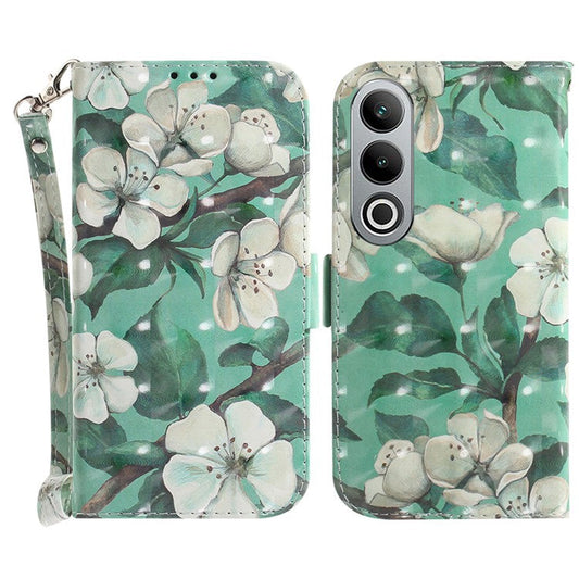 For OnePlus Nord CE4 5G Case 3D Pattern PU Leather Flip Phone Cover - Watercolor Flowers