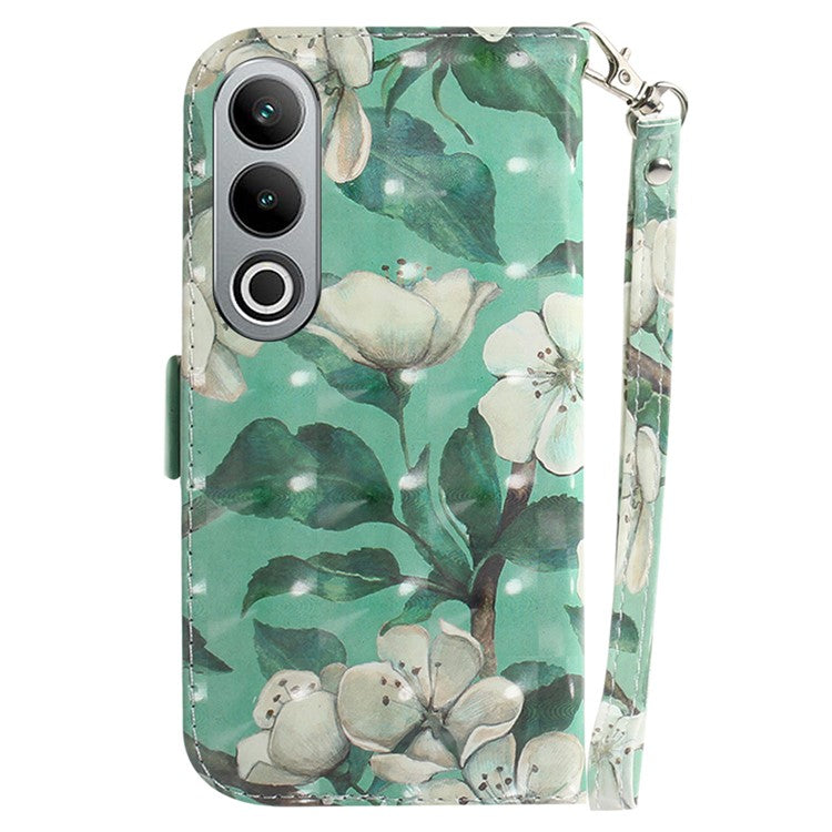 For OnePlus Nord CE4 5G Case 3D Pattern PU Leather Flip Phone Cover - Watercolor Flowers