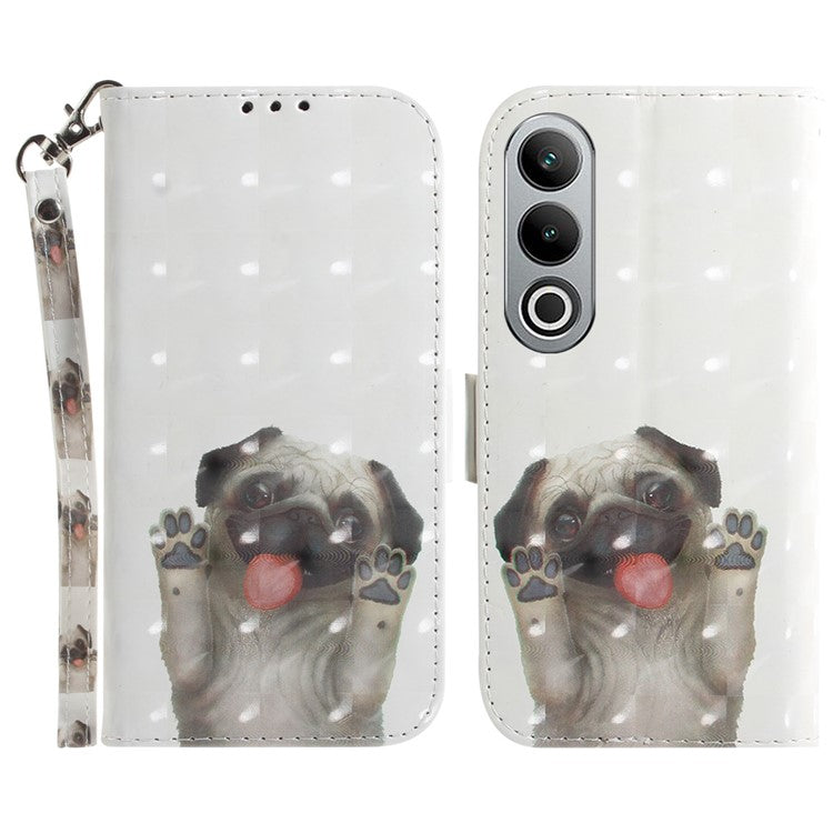 For OnePlus Nord CE4 5G Case 3D Pattern PU Leather Flip Phone Cover - Pug