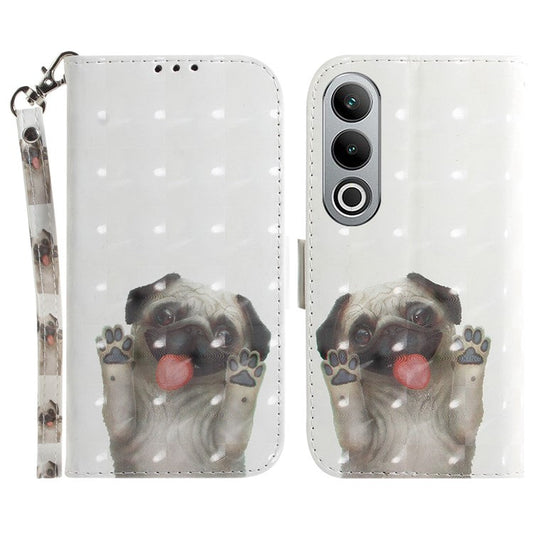 For OnePlus Nord CE4 5G Case 3D Pattern PU Leather Flip Phone Cover - Pug