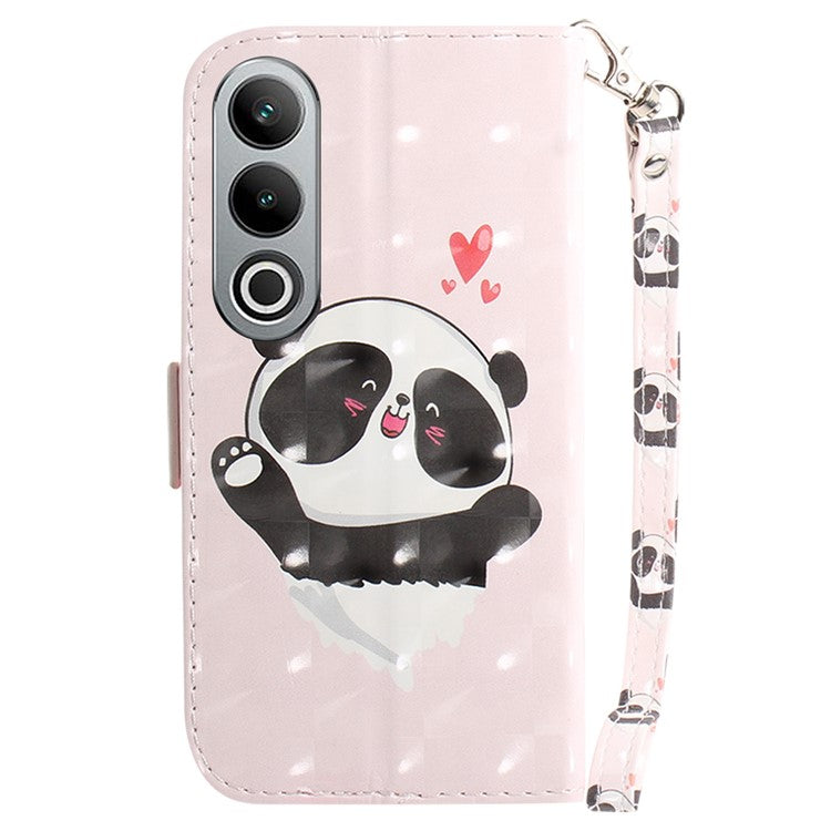 For OnePlus Nord CE4 5G Case 3D Pattern PU Leather Flip Phone Cover - Love Heart Panda