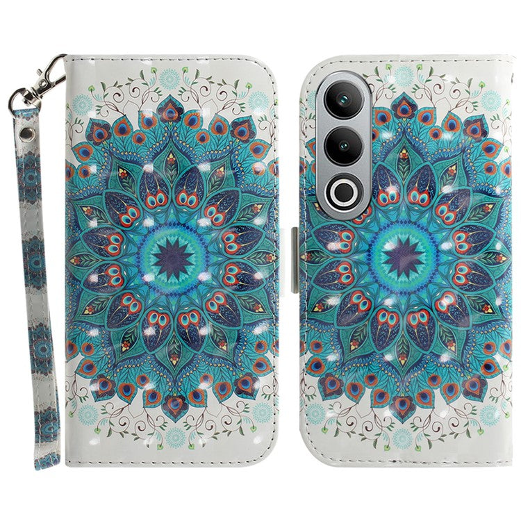 For OnePlus Nord CE4 5G Case 3D Pattern PU Leather Flip Phone Cover - Peacock Wreath