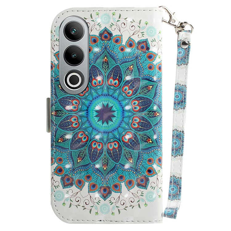 For OnePlus Nord CE4 5G Case 3D Pattern PU Leather Flip Phone Cover - Peacock Wreath
