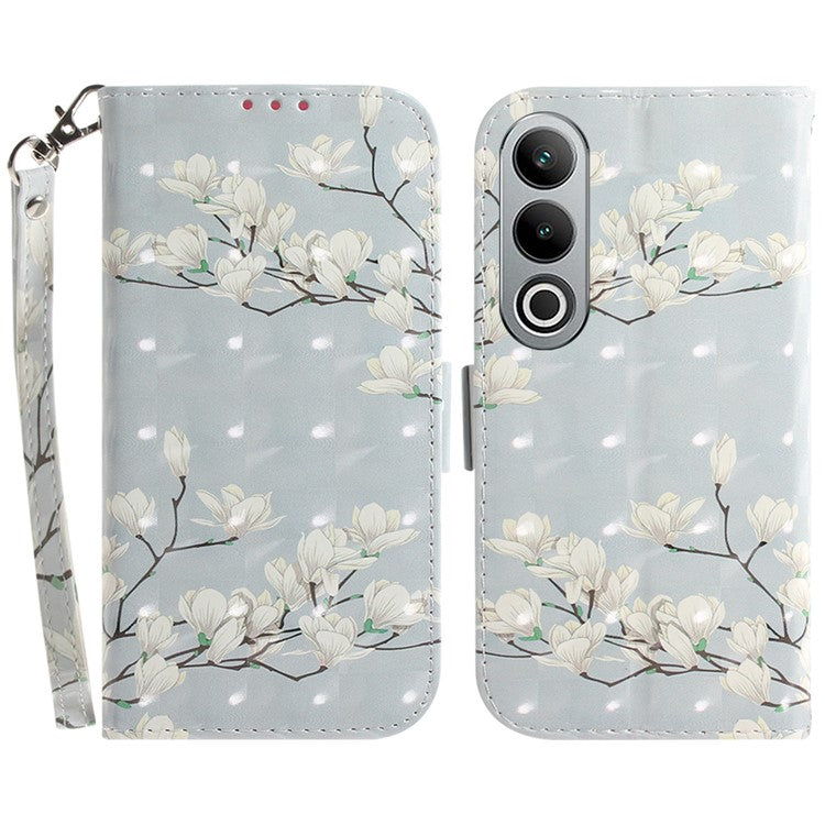 For OnePlus Nord CE4 5G Case 3D Pattern PU Leather Flip Phone Cover - Magnolia