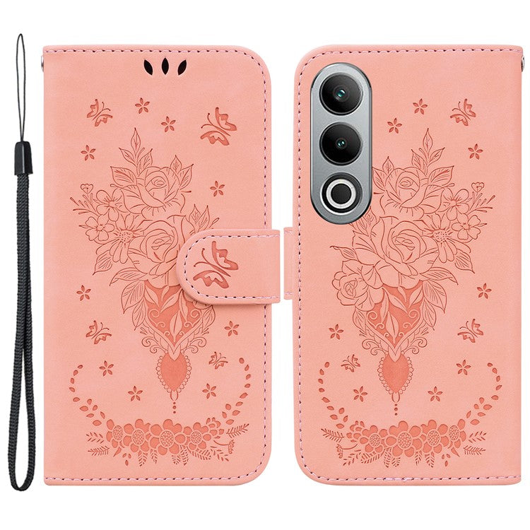 For OnePlus Nord CE4 5G Case Flower Imprint PU Leather Flip Wallet Phone Cover - Pink