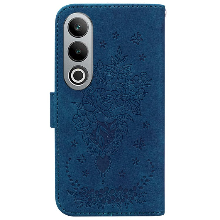 For OnePlus Nord CE4 5G Case Flower Imprint PU Leather Flip Wallet Phone Cover - Blue