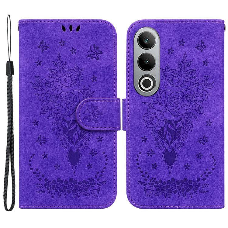 For OnePlus Nord CE4 5G Case Flower Imprint PU Leather Flip Wallet Phone Cover - Purple