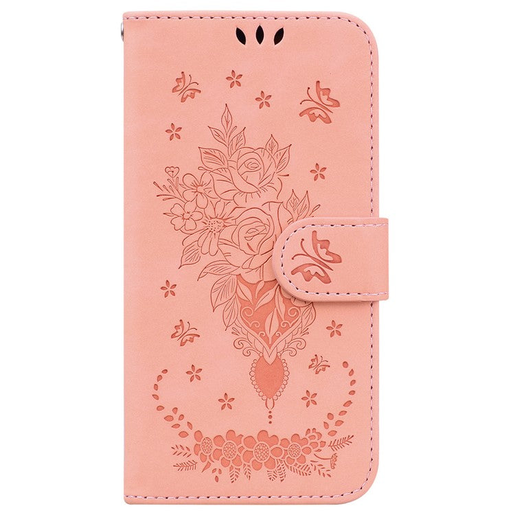 For Samsung Galaxy M55 5G / C55 5G / F55 5G Phone Case Flower Imprint PU Leather Flip Wallet Cover - Pink