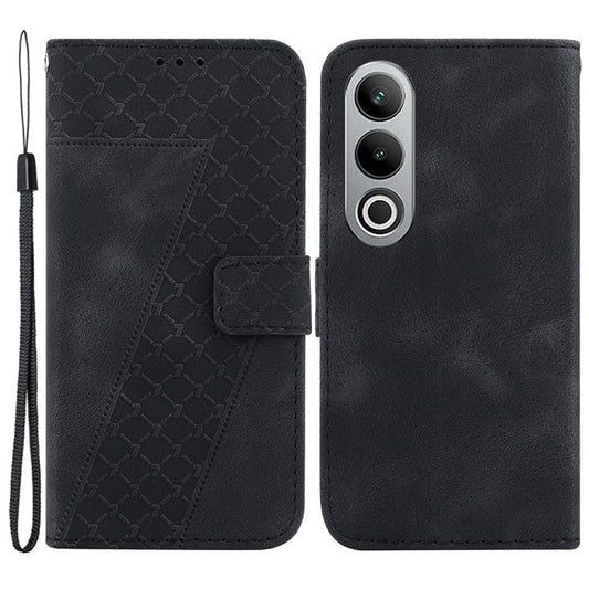 For OnePlus Nord CE4 5G PU Leather Case 7-Shape Magnetic Closure Flip Protective Cover - Black