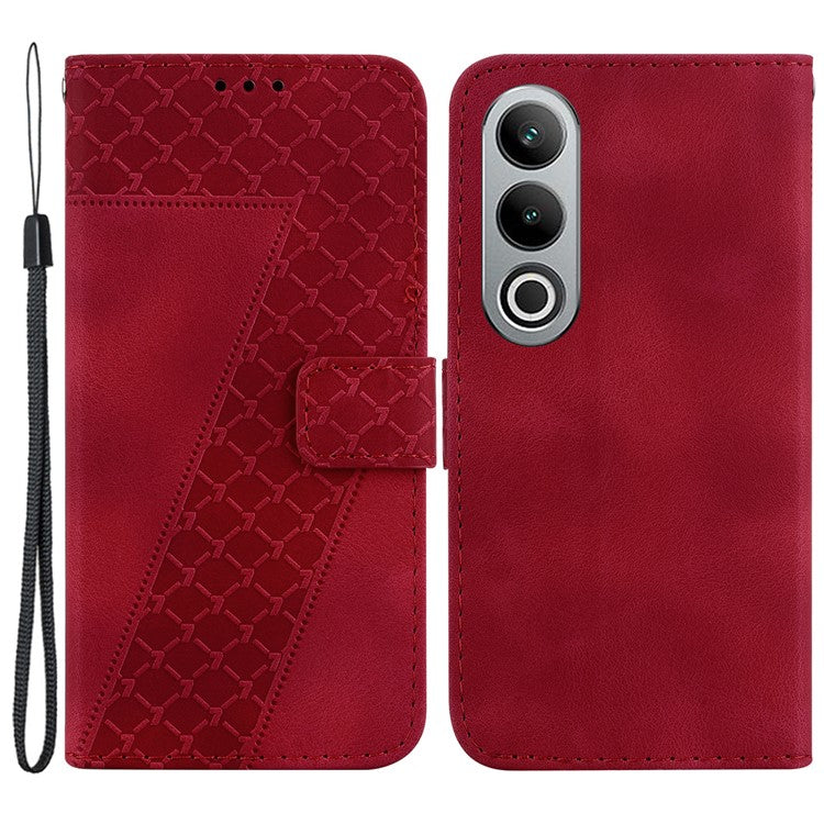 For OnePlus Nord CE4 5G PU Leather Case 7-Shape Magnetic Closure Flip Protective Cover - Red