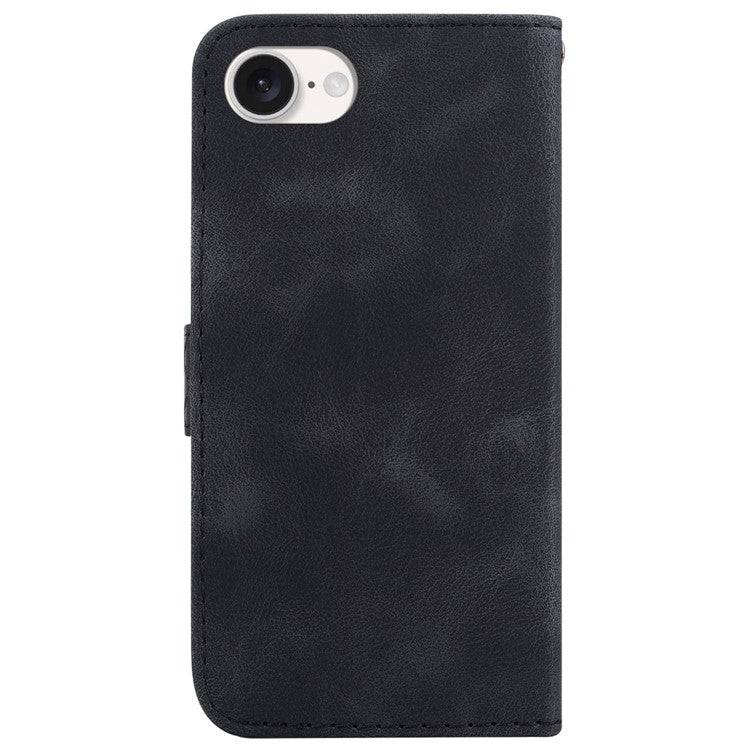 For iPhone 16e Wallet Case 7-Shape PU Leather Protective Phone Cover - Black