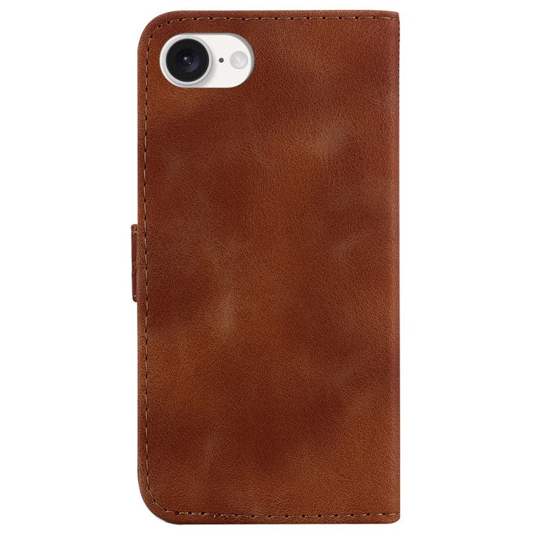 For iPhone 16e Wallet Case 7-Shape PU Leather Protective Phone Cover - Brown