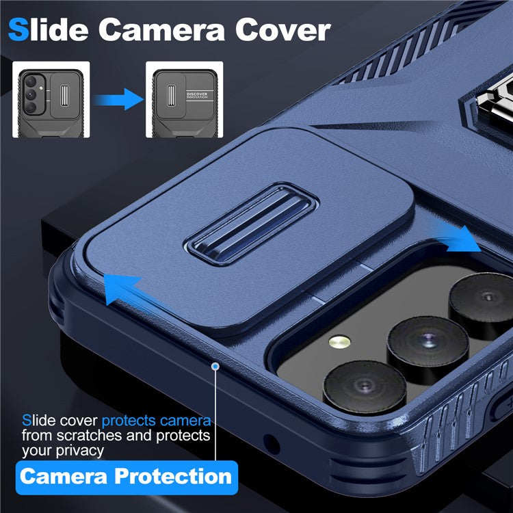 For Samsung Galaxy A55 5G Case TPU+PC Camera Lens Protection Kickstand Phone Cover - Blue