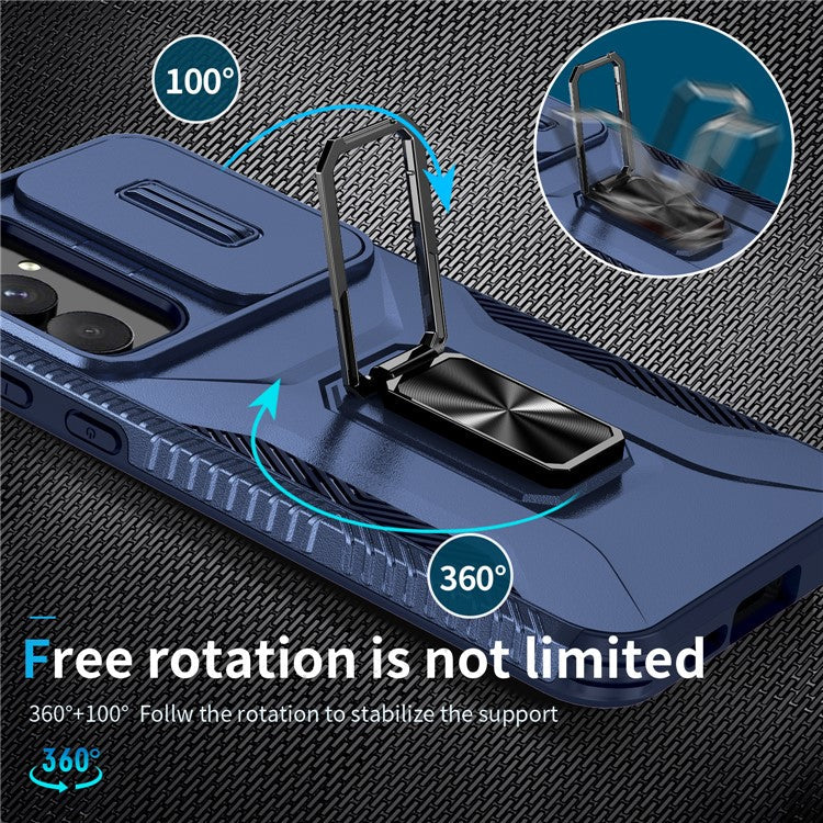 For Samsung Galaxy A55 5G Case TPU+PC Camera Lens Protection Kickstand Phone Cover - Blue